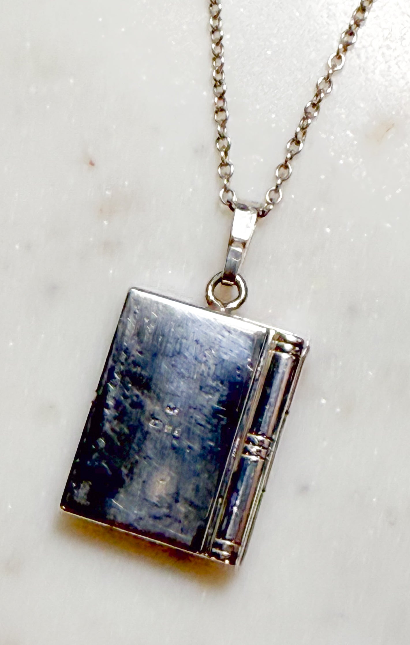 Vintage Silver Book Locket and Chain