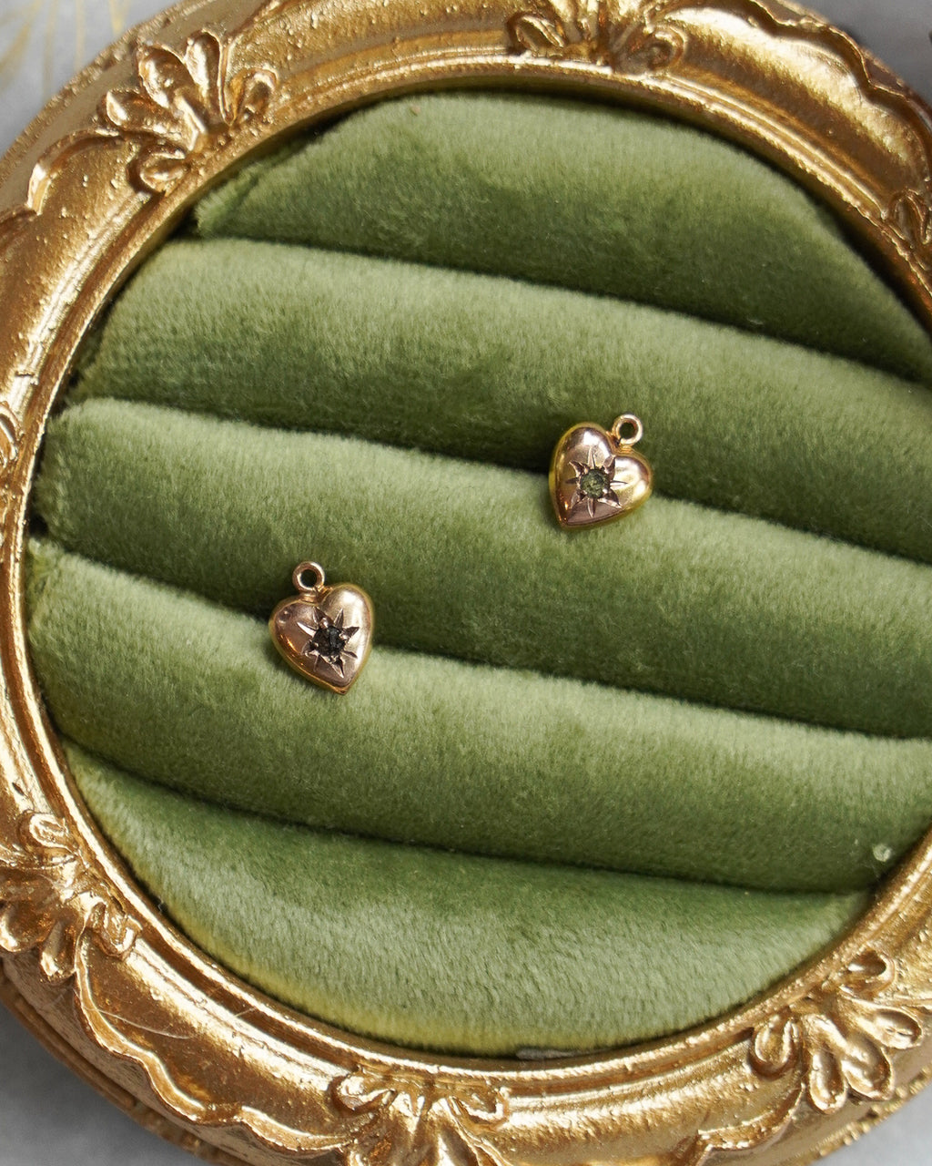 A 9ct Rosy Gold Tiny Heart Charm - Black stone