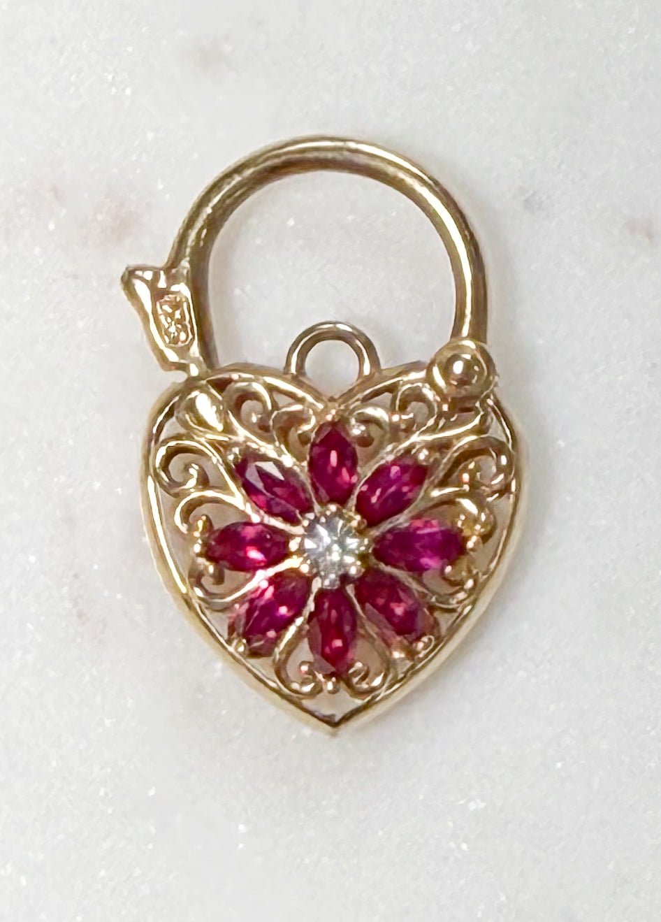 Ruby and Diamond Heart Padlock