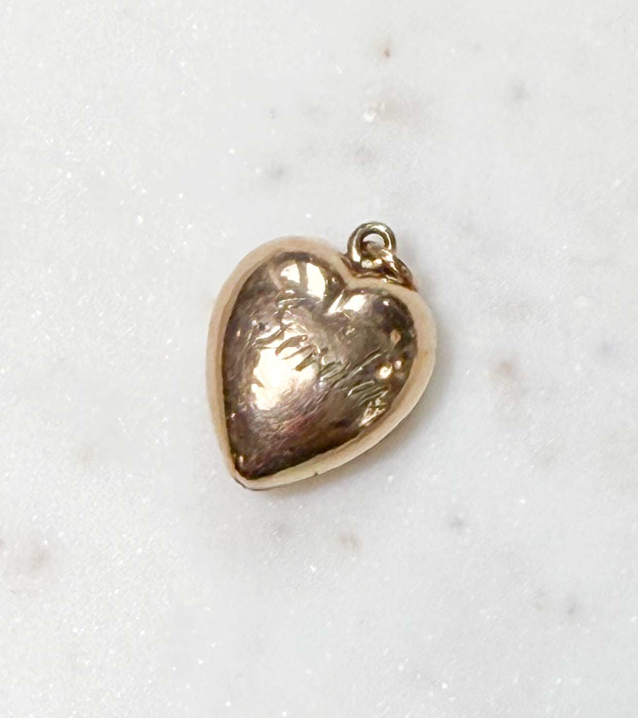 Puffy Gold Heart Pendant - Hand engraved!