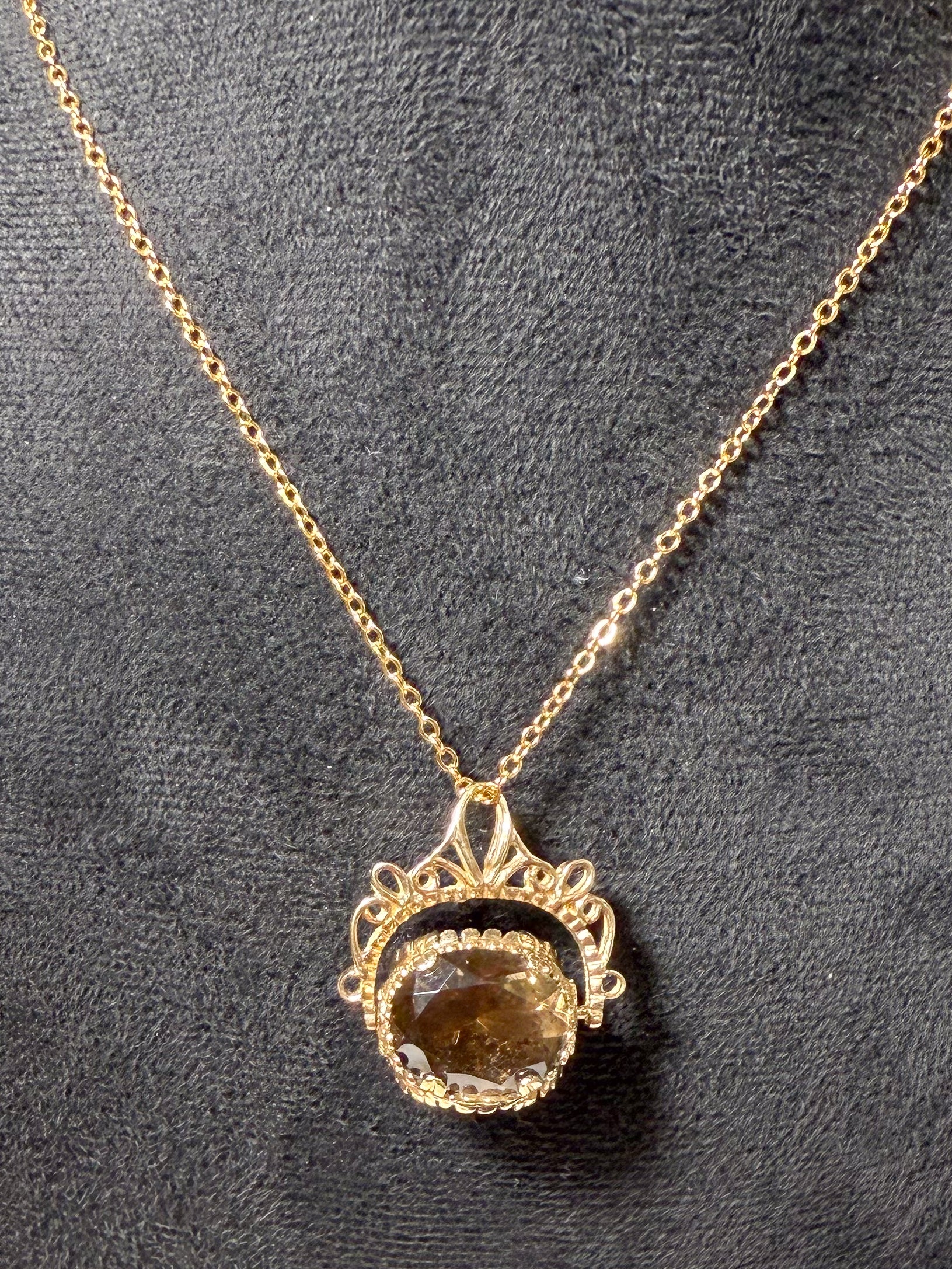 Triple Smokey Quartz Fob Pendant