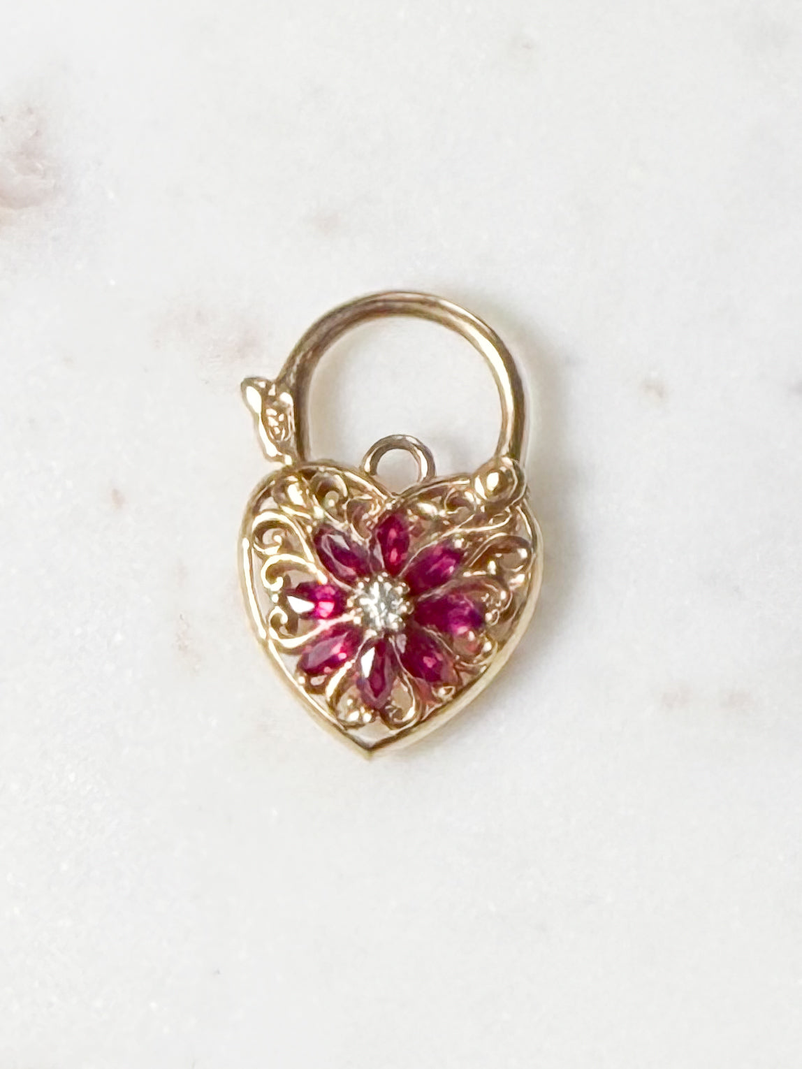 Ruby and Diamond Heart Padlock