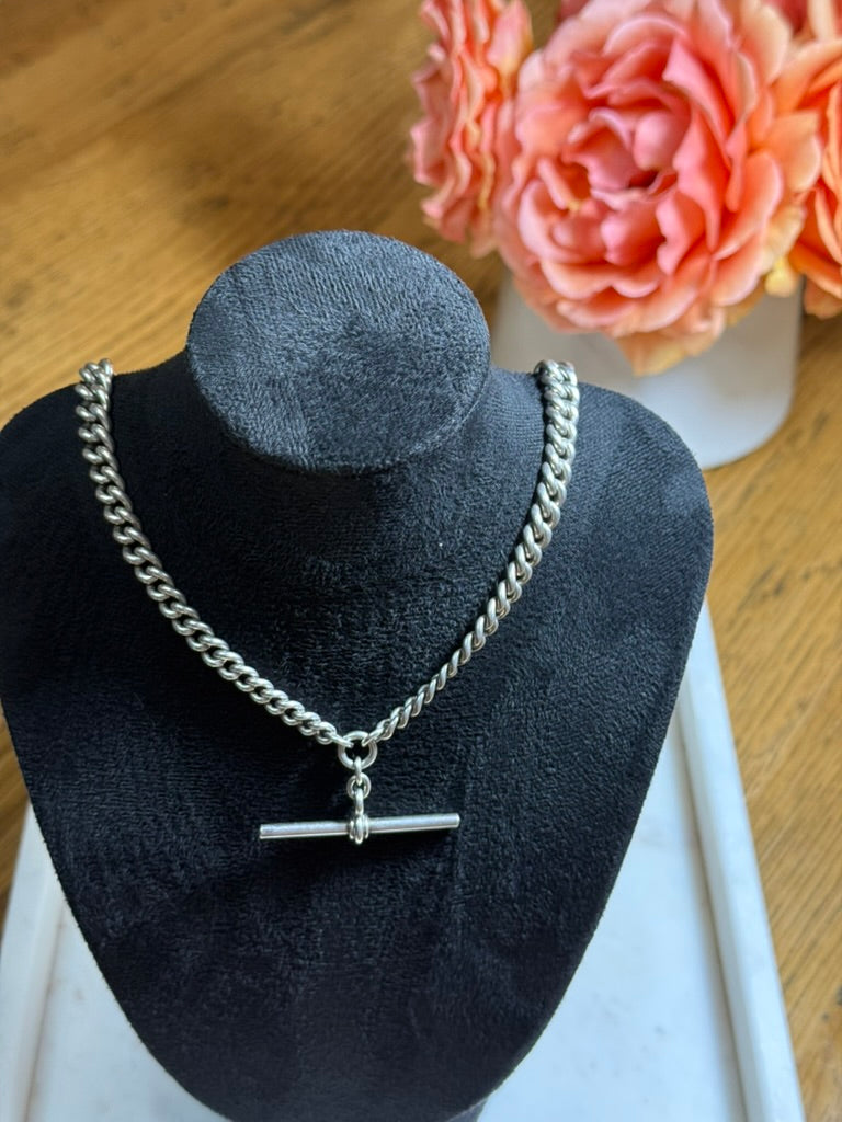 Sterling Silver Antique Double Albert Chain with T-bar