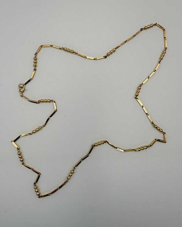 18ct Gold Bar & Ball Link Necklace