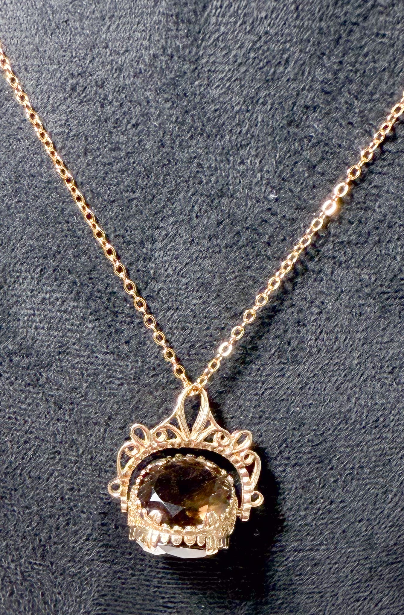 Triple Smokey Quartz Fob Pendant