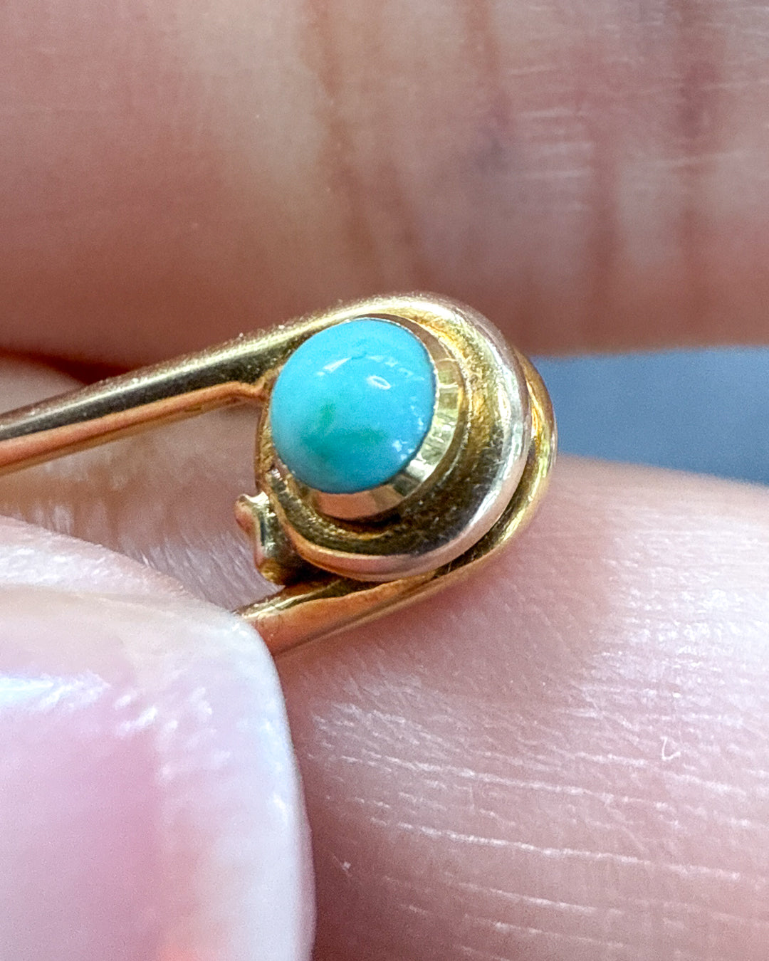 Gold and Turquoise Brooch