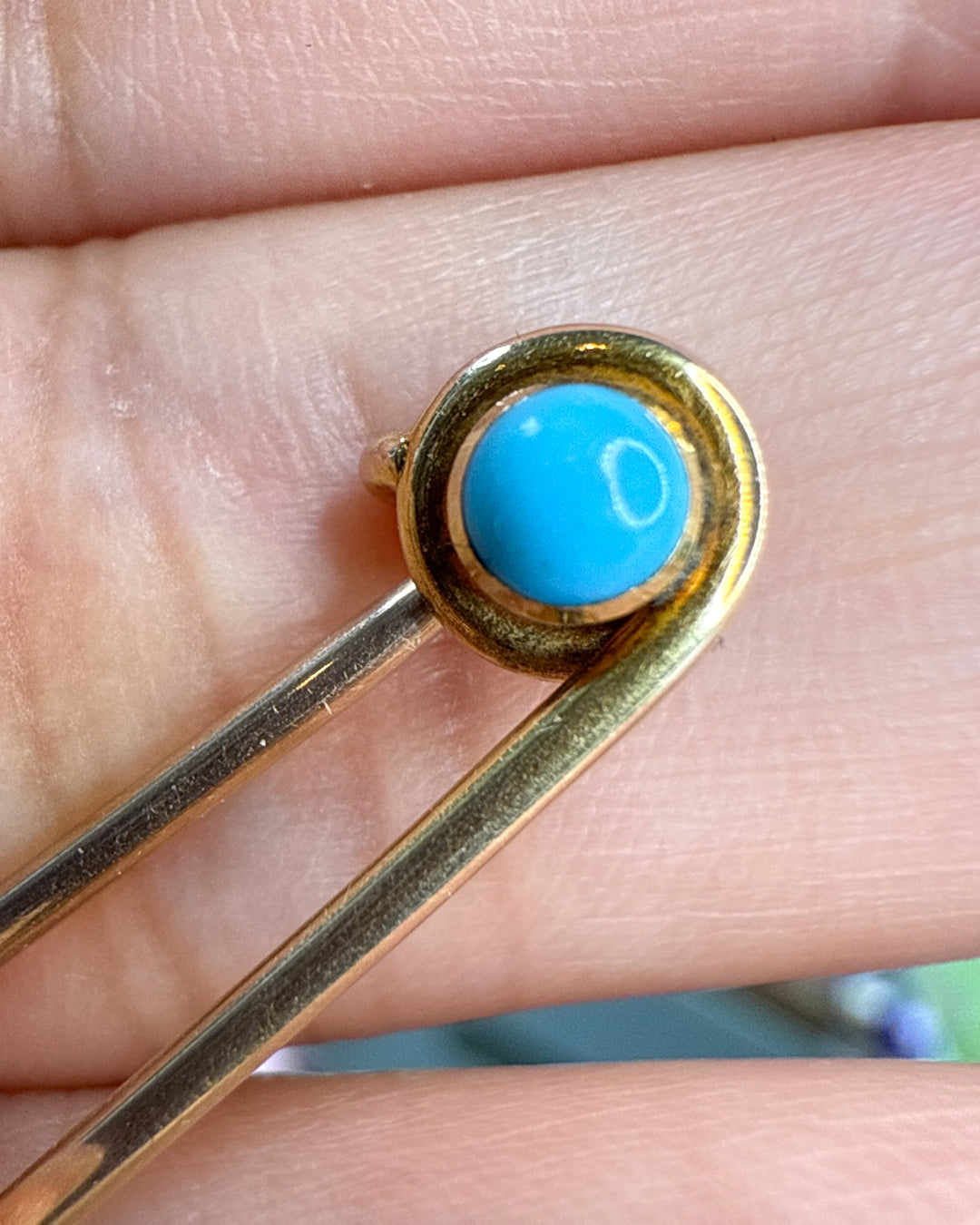 Gold and Turquoise Brooch