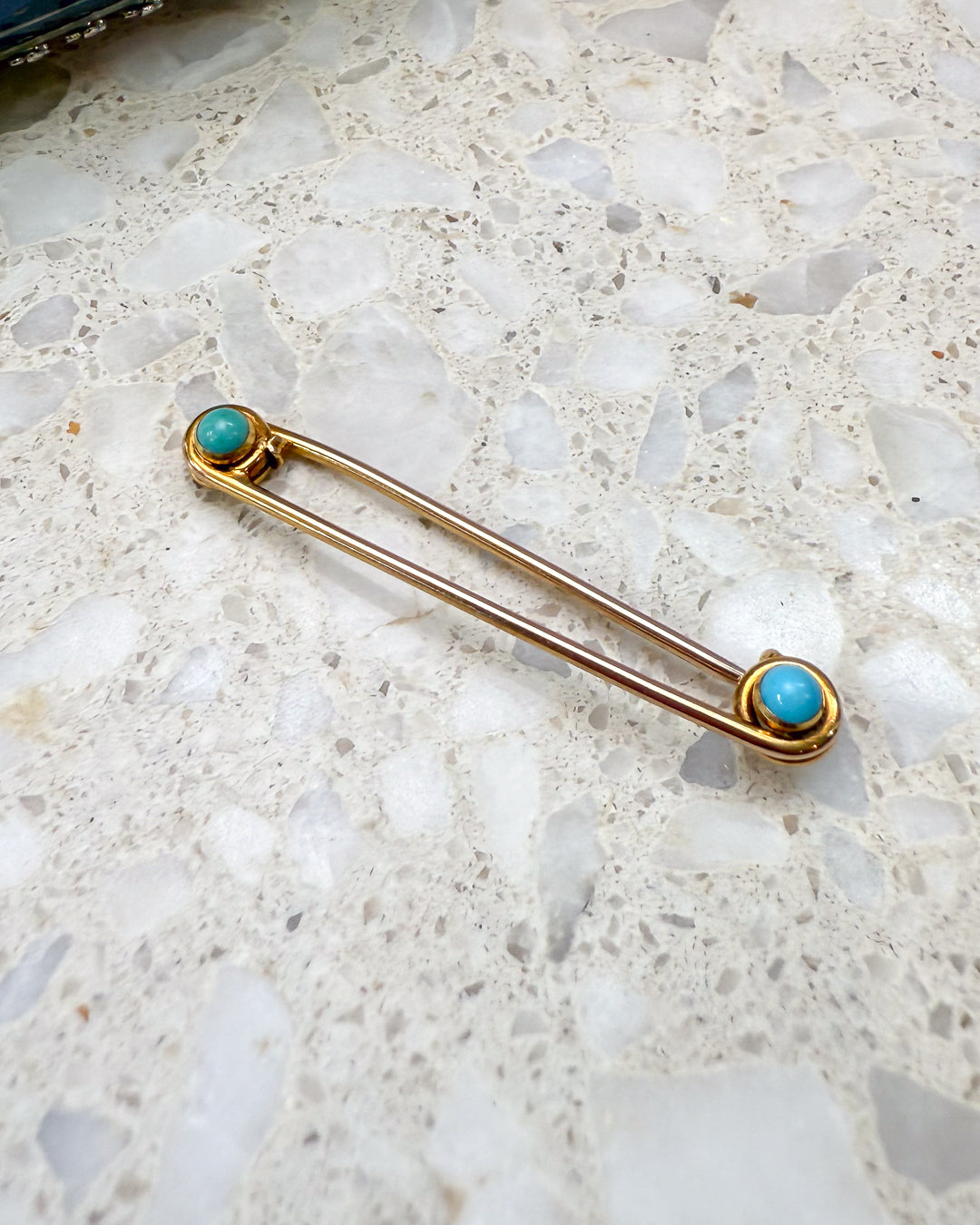 Gold and Turquoise Brooch
