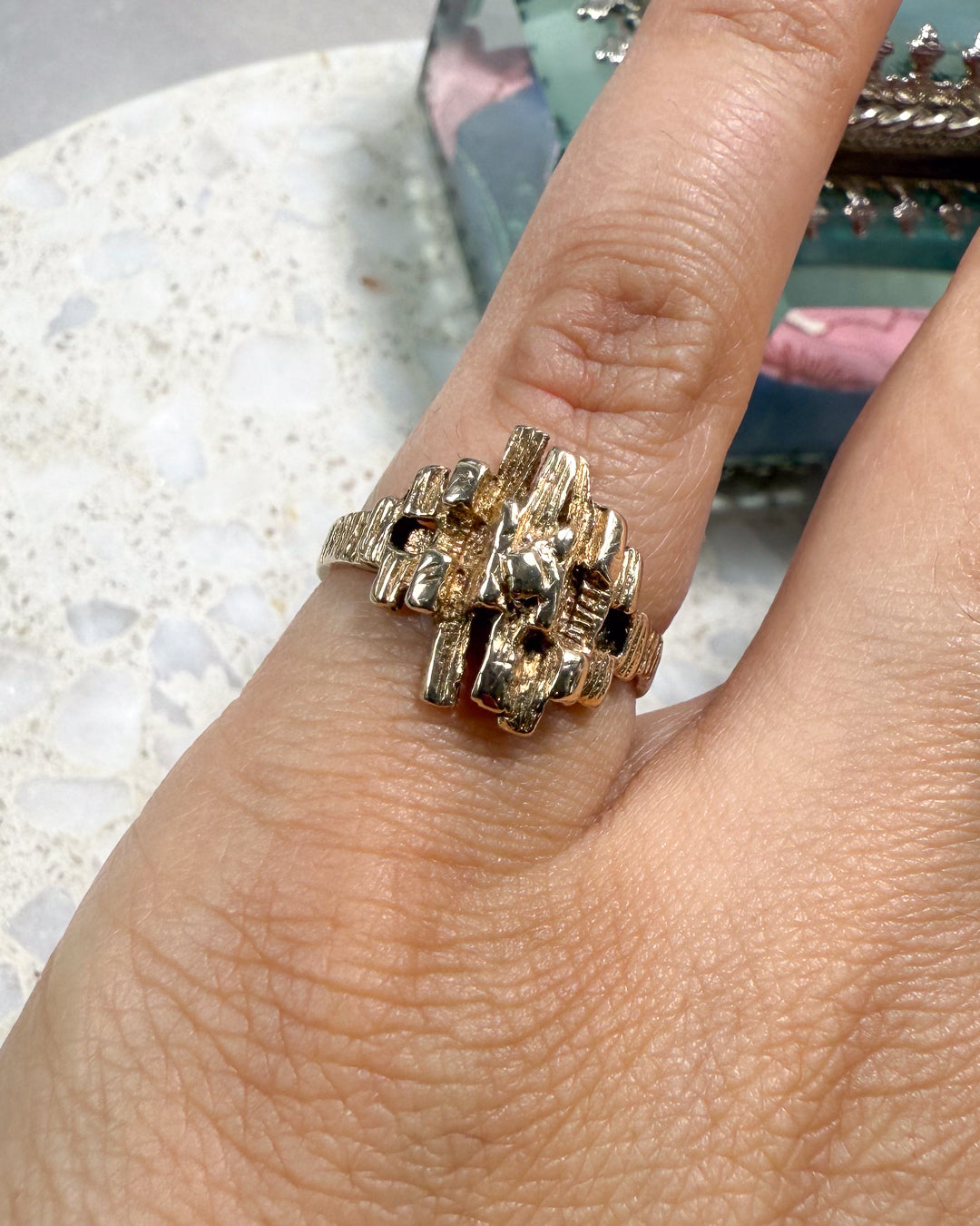Striking Vintage Brutalist Ring