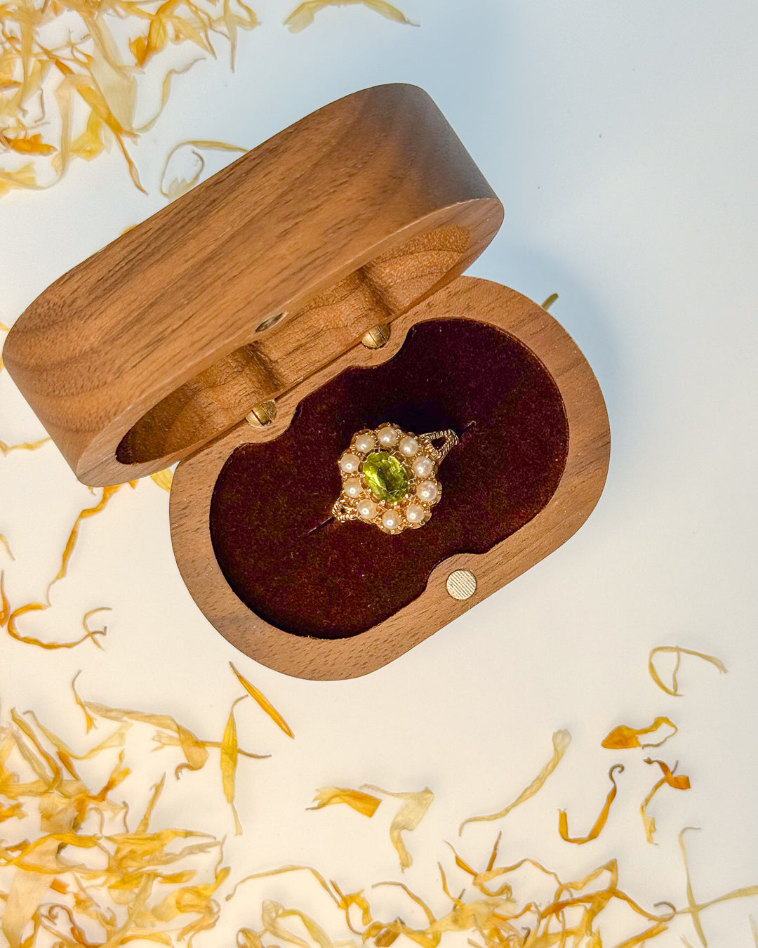 Vintage Stunner - Peridot and Pearl Ring