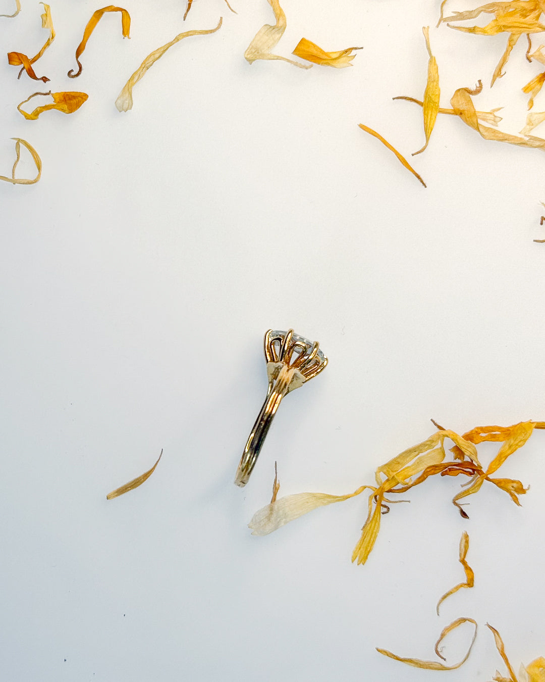 Pale Blue French Solitaire Ring