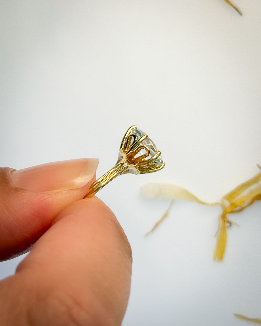 Pale Blue French Solitaire Ring