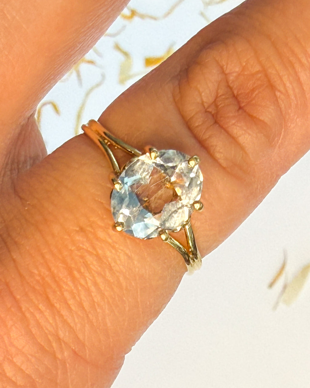 Pale Blue French Solitaire Ring