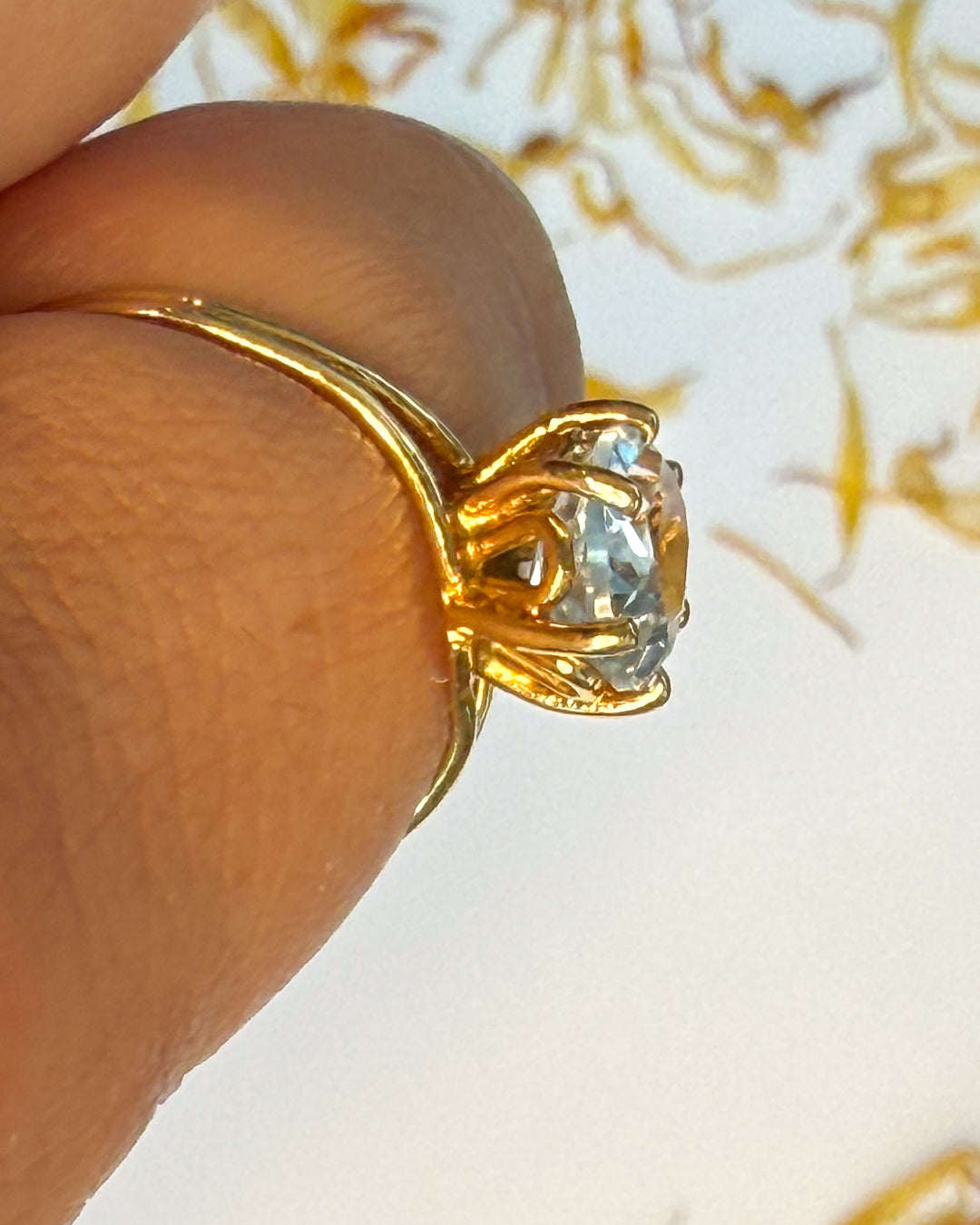 Pale Blue French Solitaire Ring