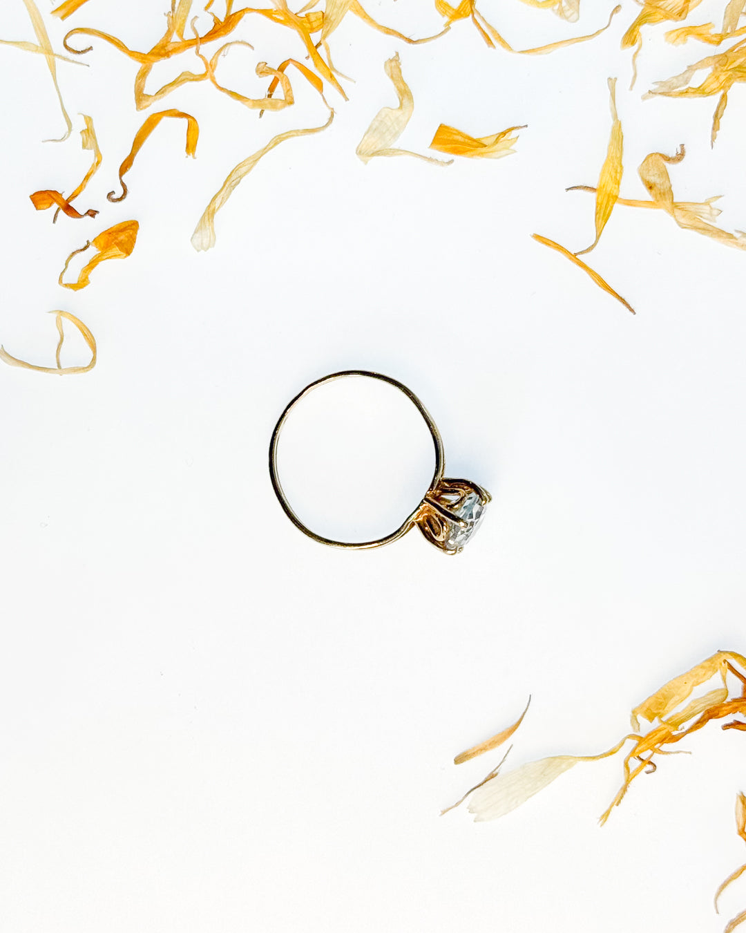 Pale Blue French Solitaire Ring