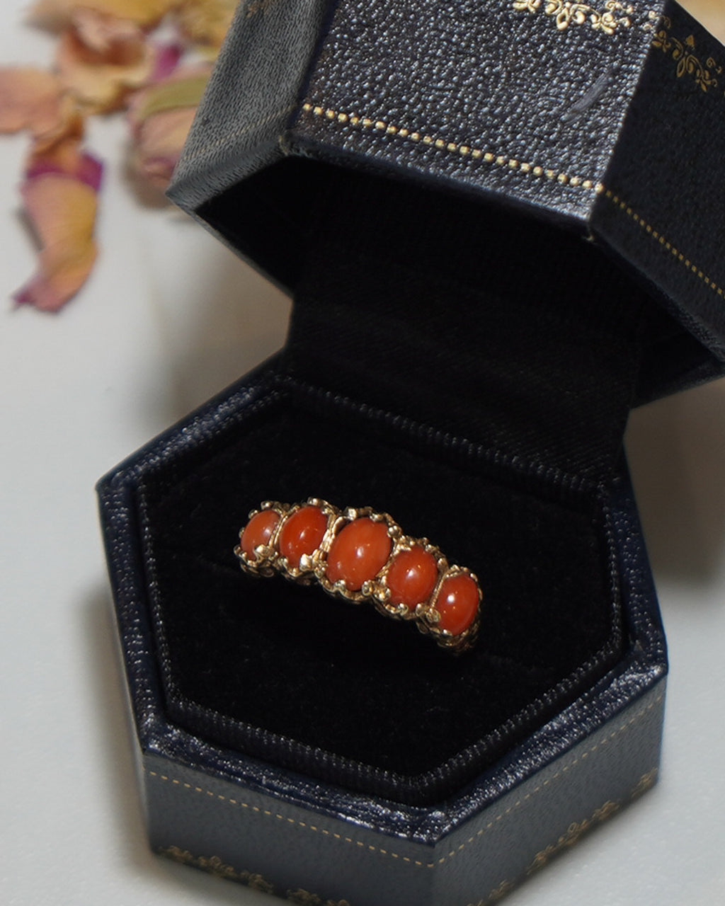 Gorgeous Coral Five Stone Ring