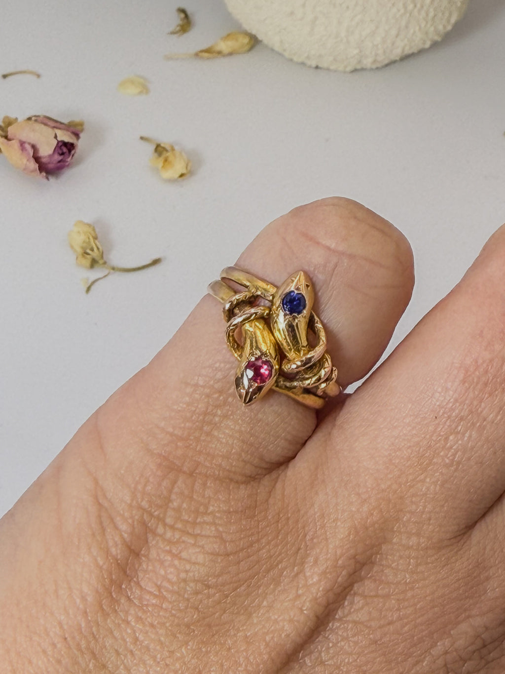French Antique Double Snake Ring