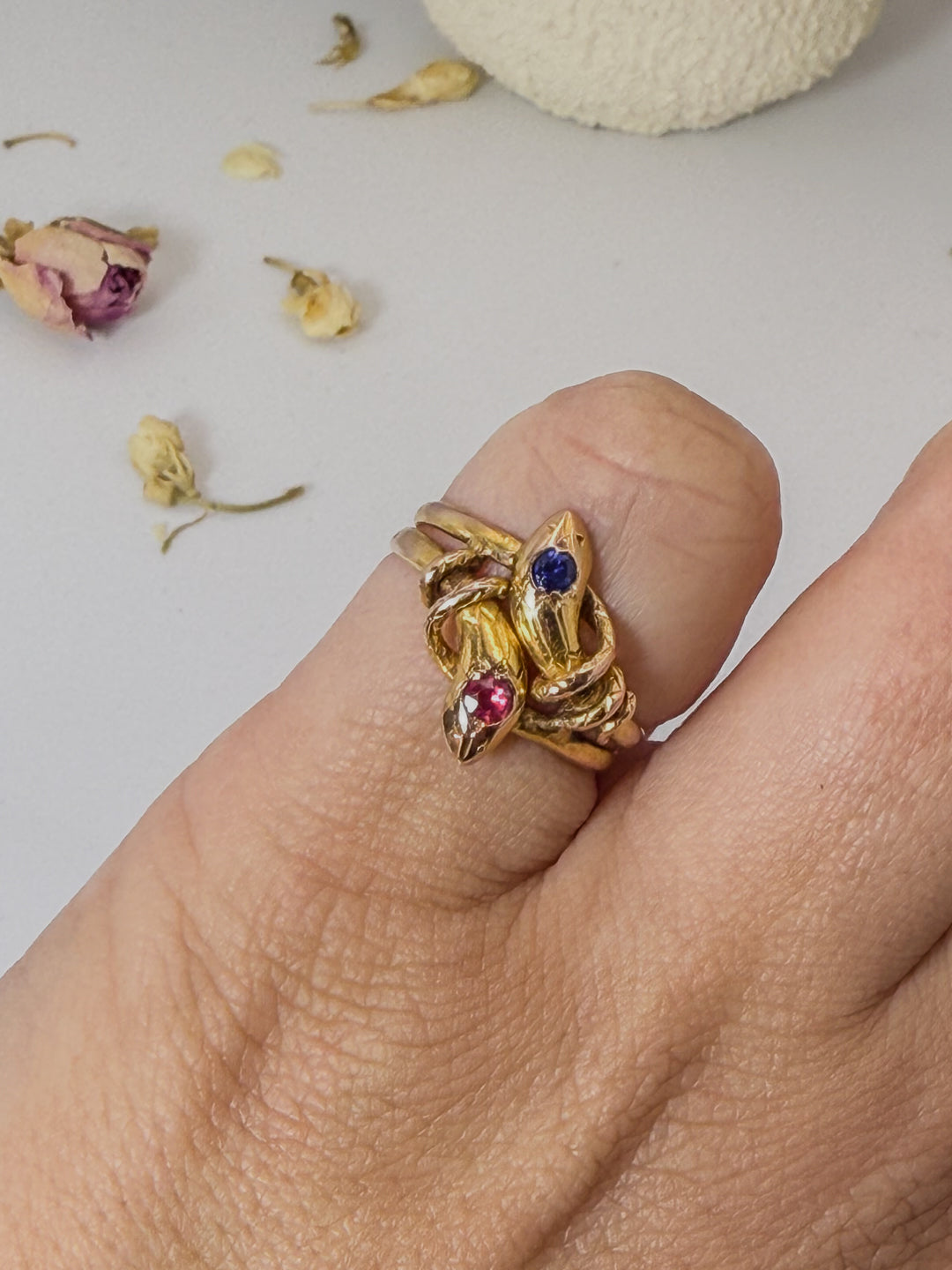 French Antique Double Snake Ring