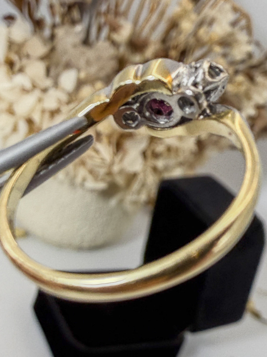 Antique Ruby & Diamond 3 Stone Ring