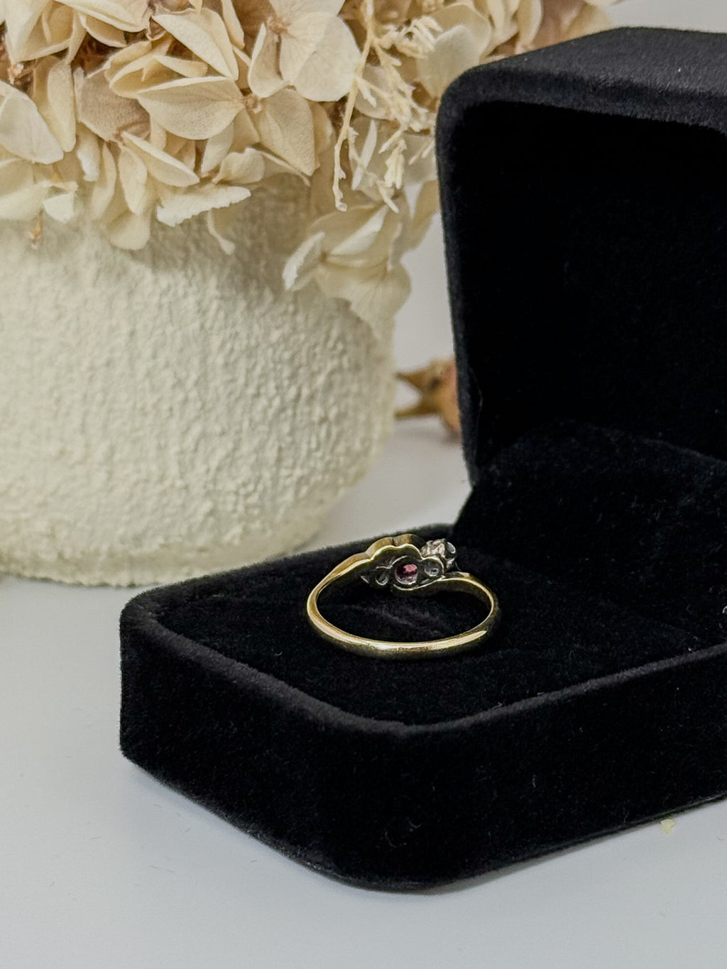Antique Ruby & Diamond 3 Stone Ring