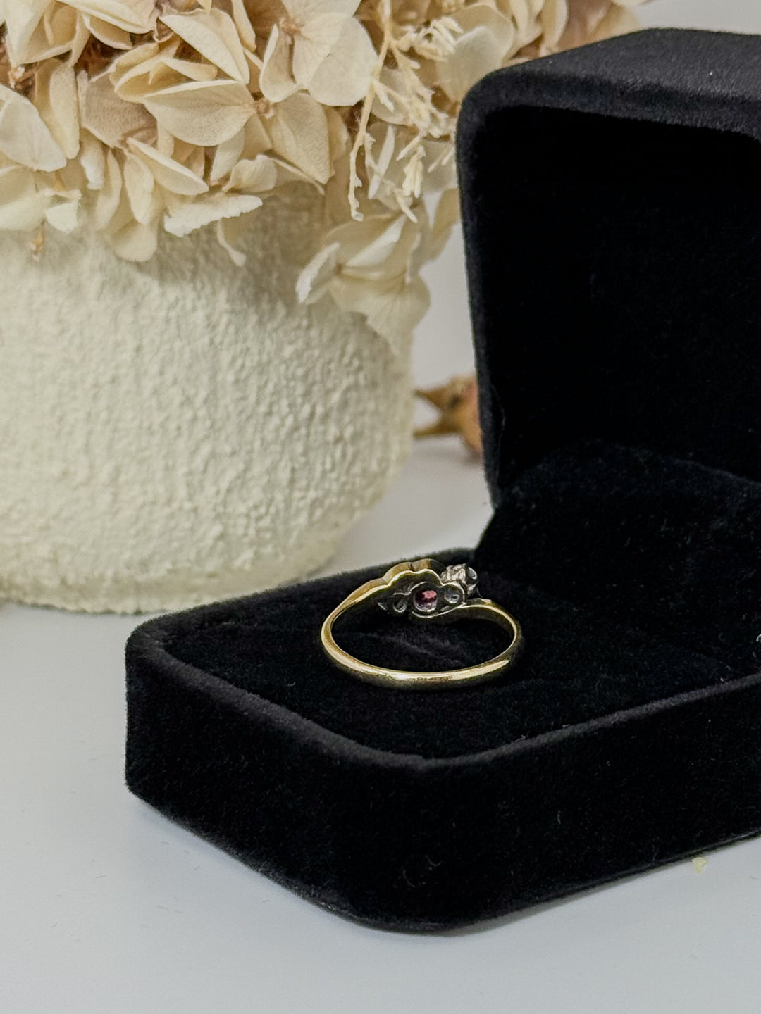 Antique Ruby & Diamond 3 Stone Ring