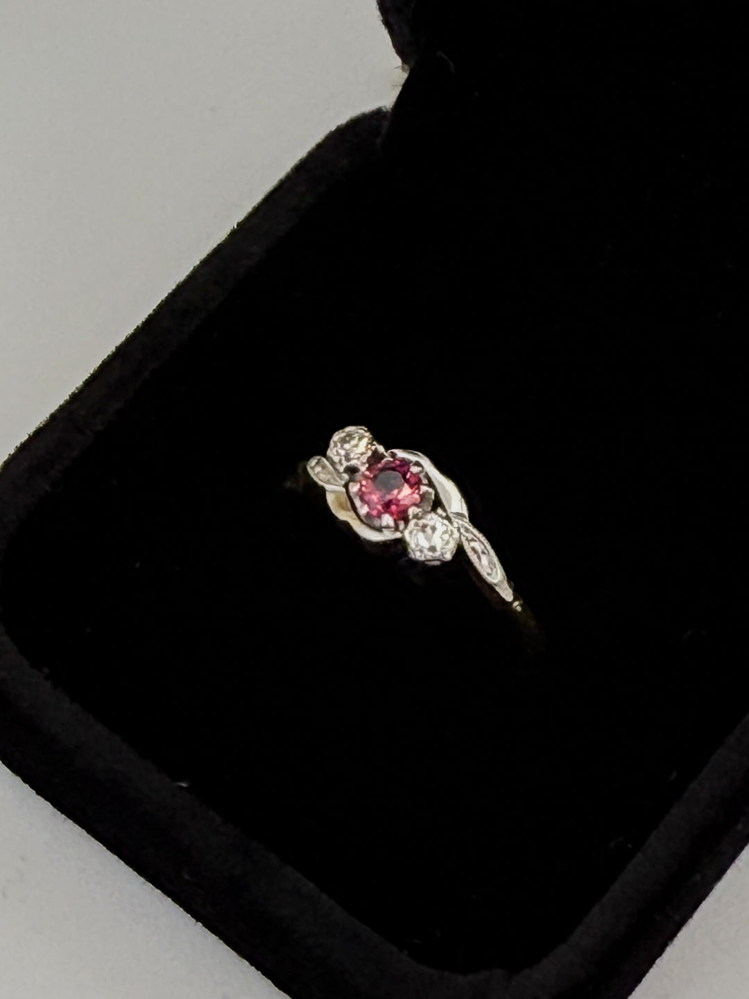 Antique Ruby & Diamond 3 Stone Ring