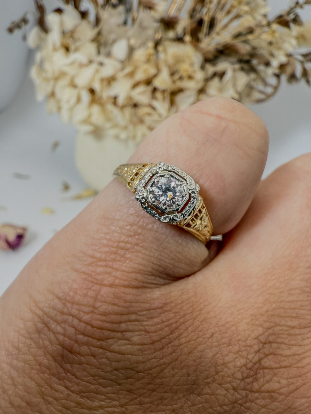 Detailed Gold and Diamond Ring