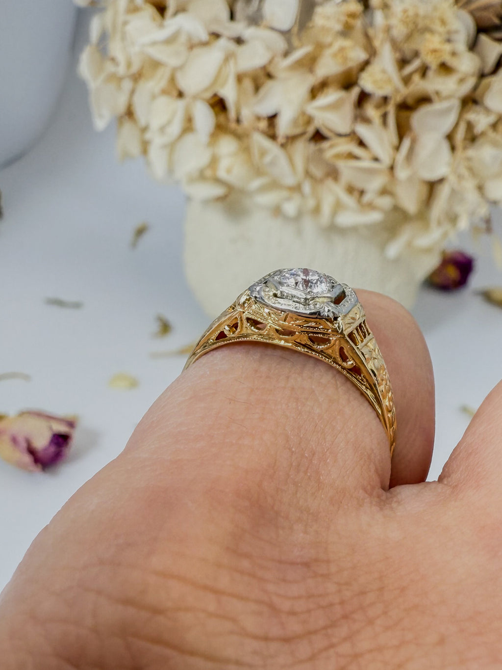 Detailed Gold and Diamond Ring