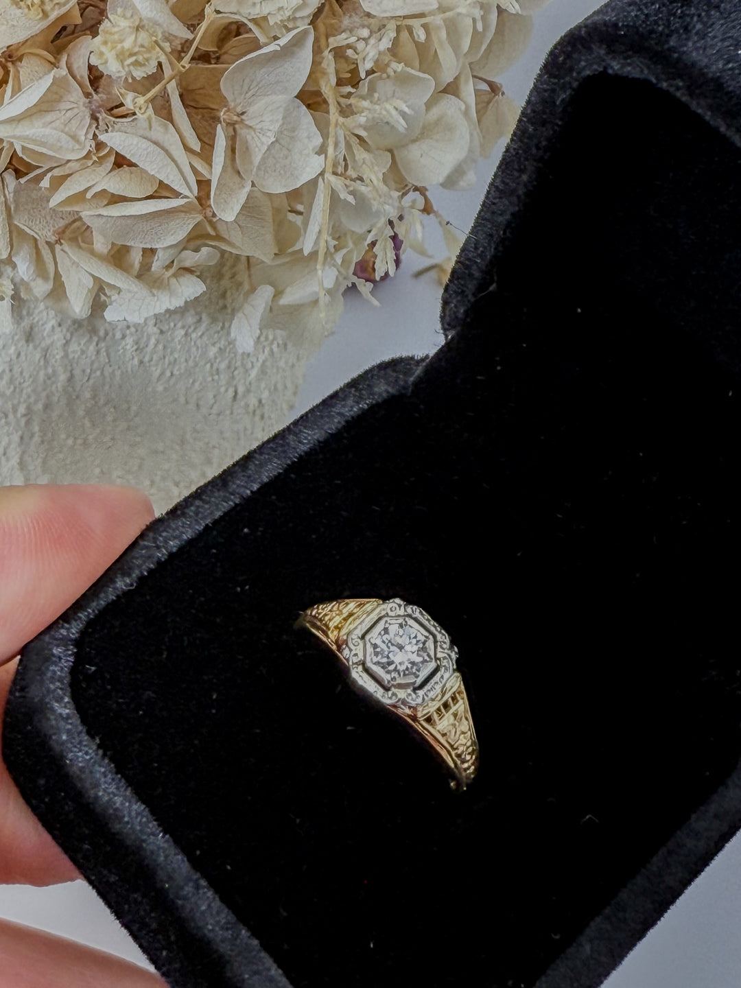Detailed Gold and Diamond Ring