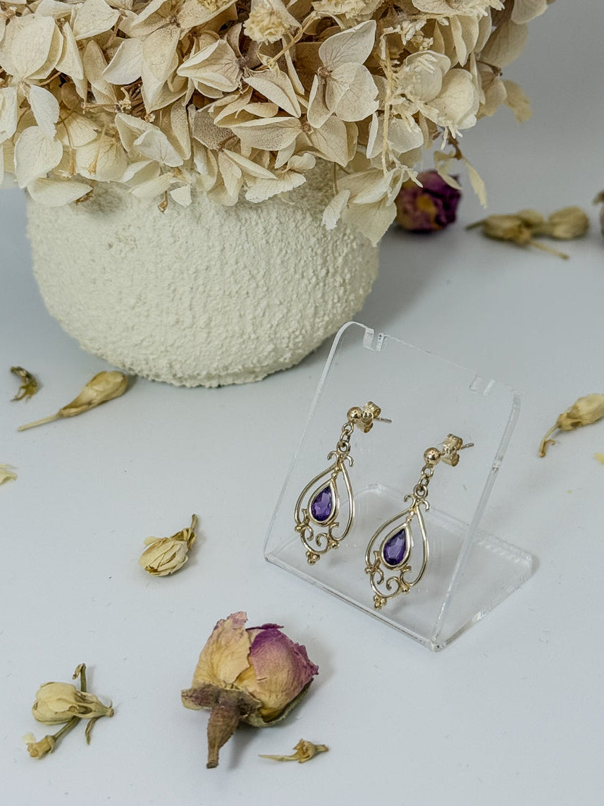 9ct Gold Amethyst Earrings