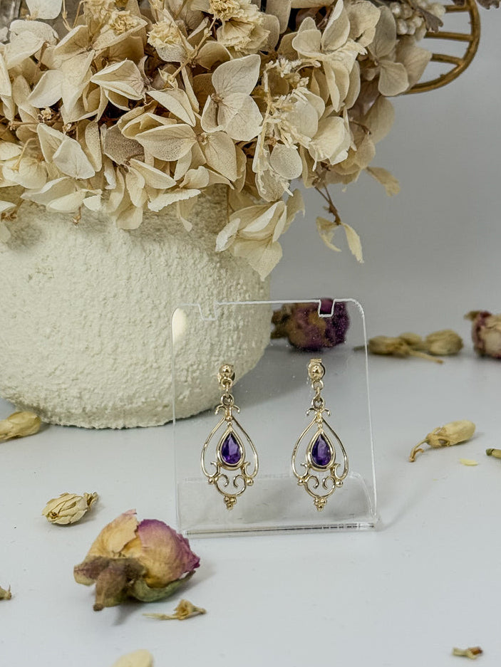 9ct Gold Amethyst Earrings