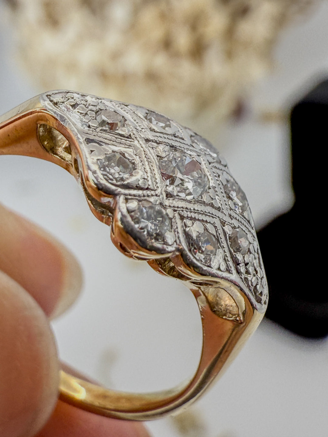 Antique Diamond Panel Ring