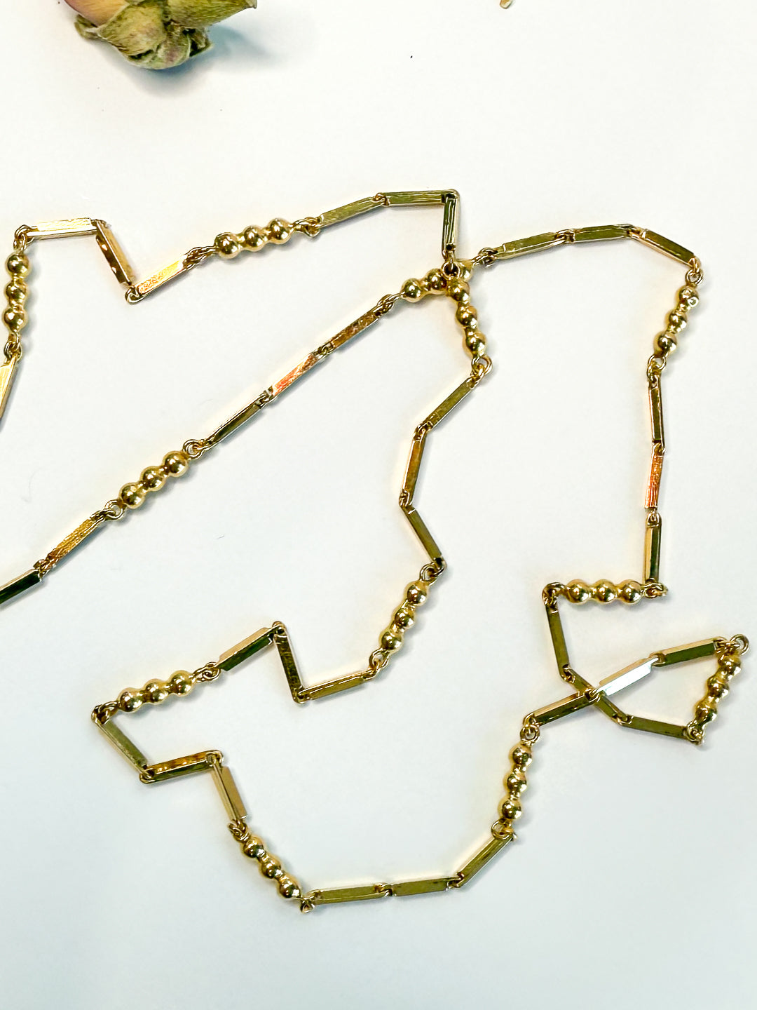 18ct Gold Bar & Ball Link Necklace