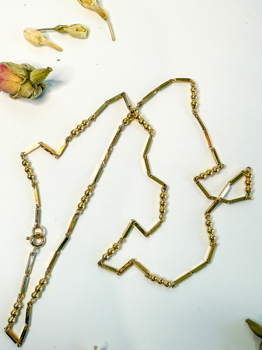 18ct Gold Bar & Ball Link Necklace