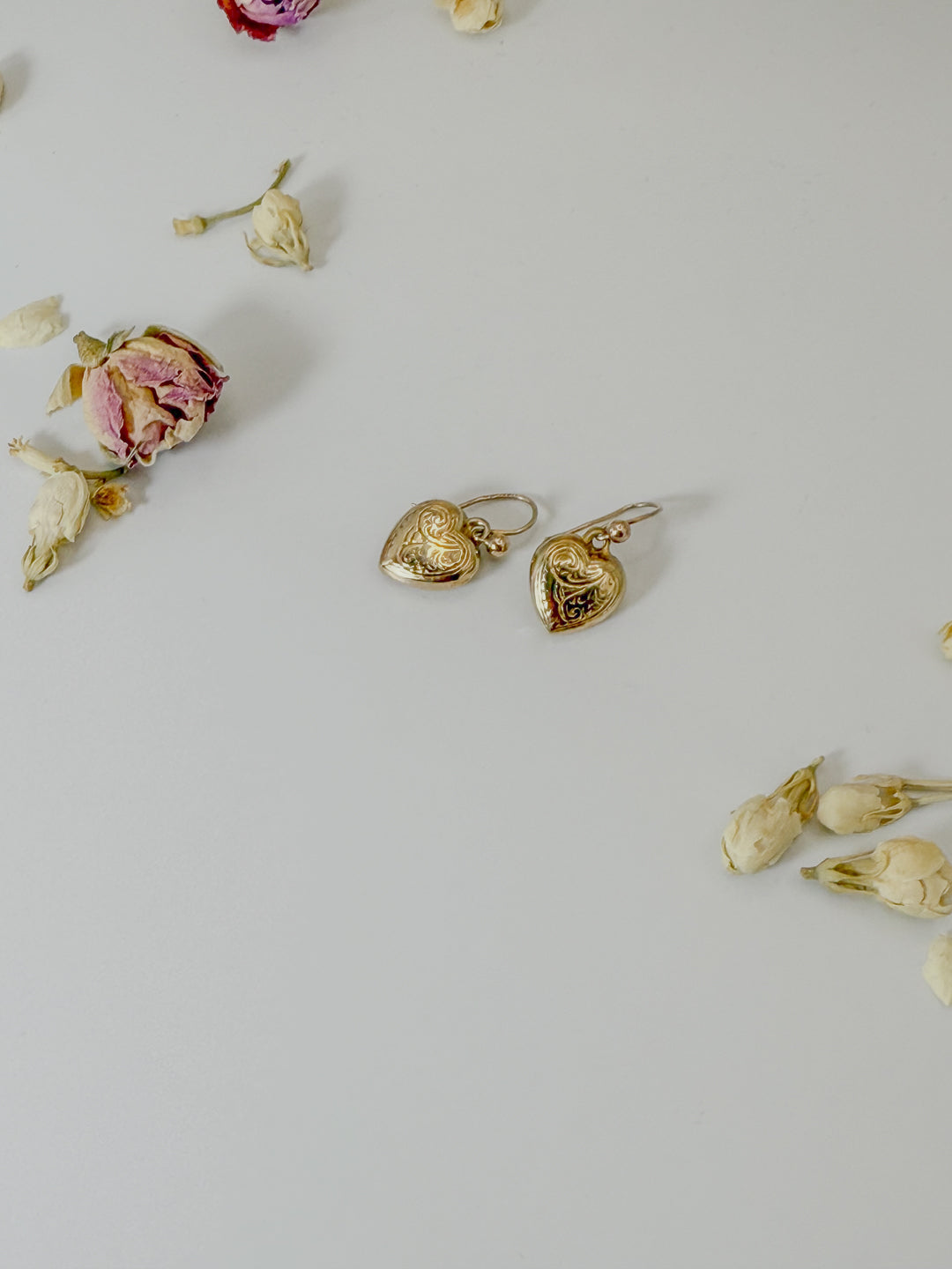 Vintage Gold Heart Earrings