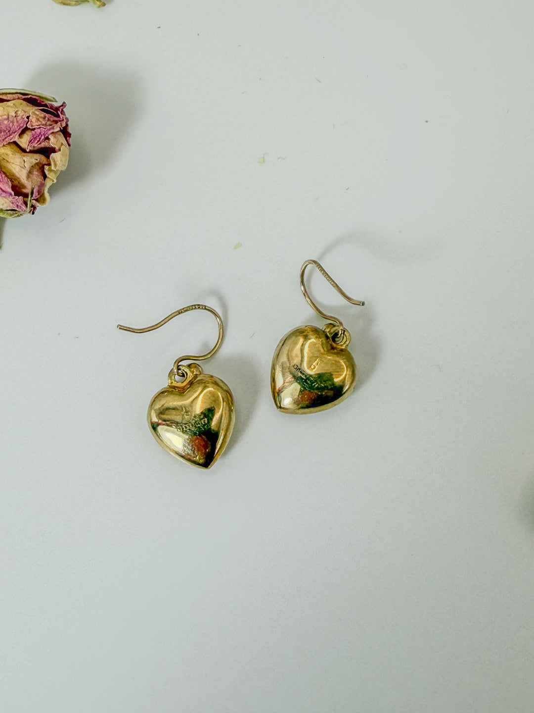 Vintage Gold Heart Earrings