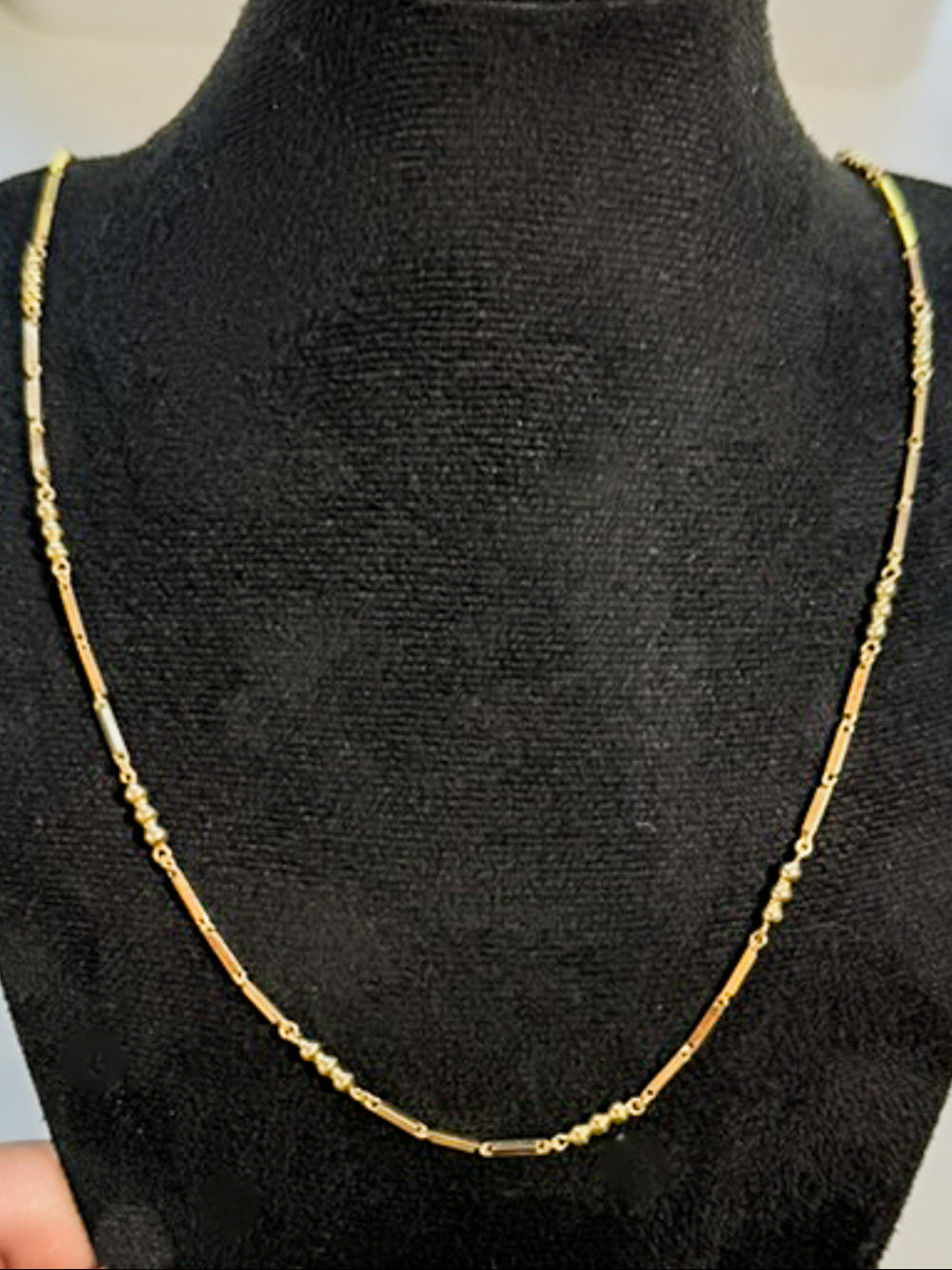 18ct Gold Bar & Ball Link Necklace