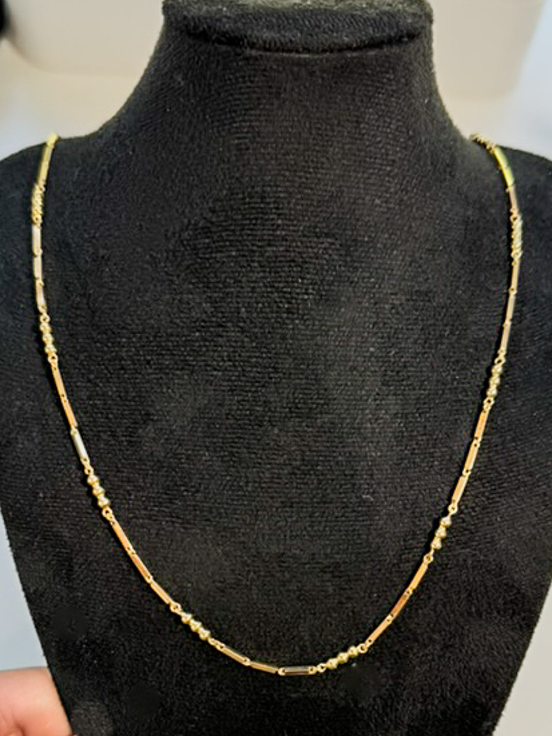 18ct Gold Bar & Ball Link Necklace