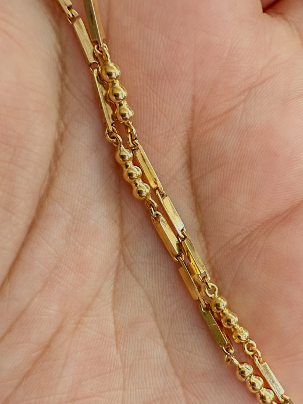18ct Gold Bar & Ball Link Necklace