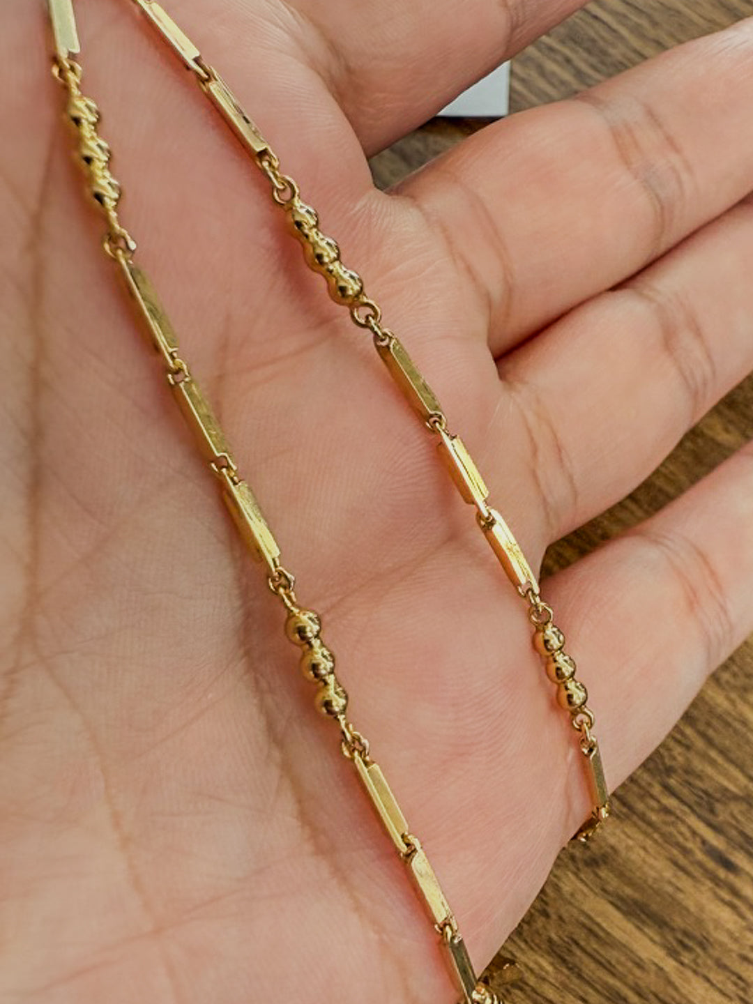 18ct Gold Bar & Ball Link Necklace