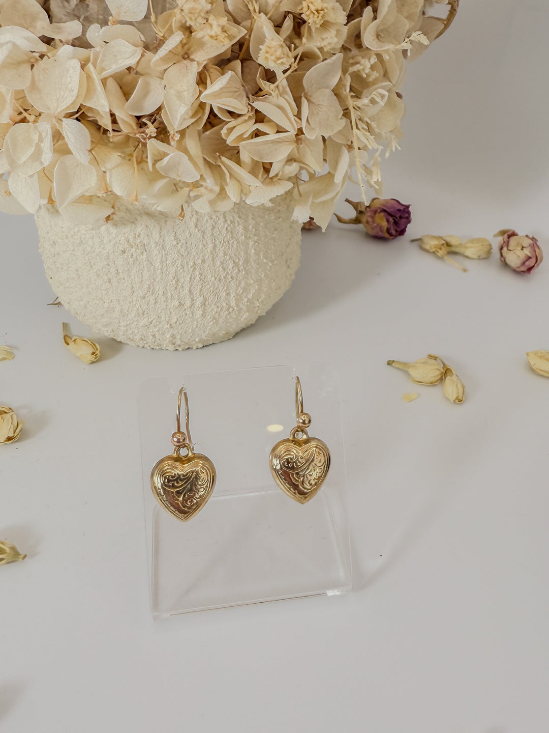 Vintage Gold Heart Earrings