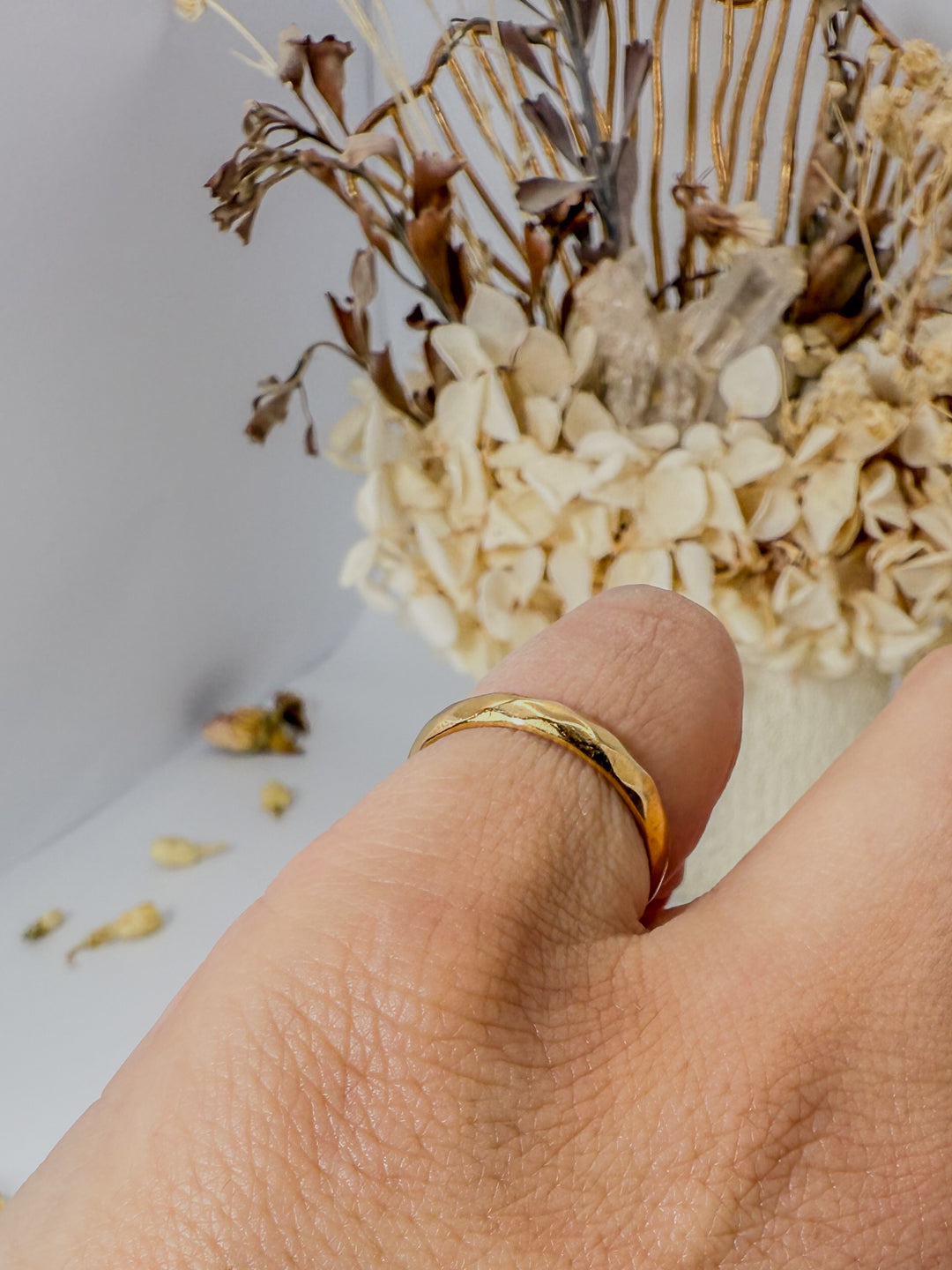 Stackable Faceted Gold Band