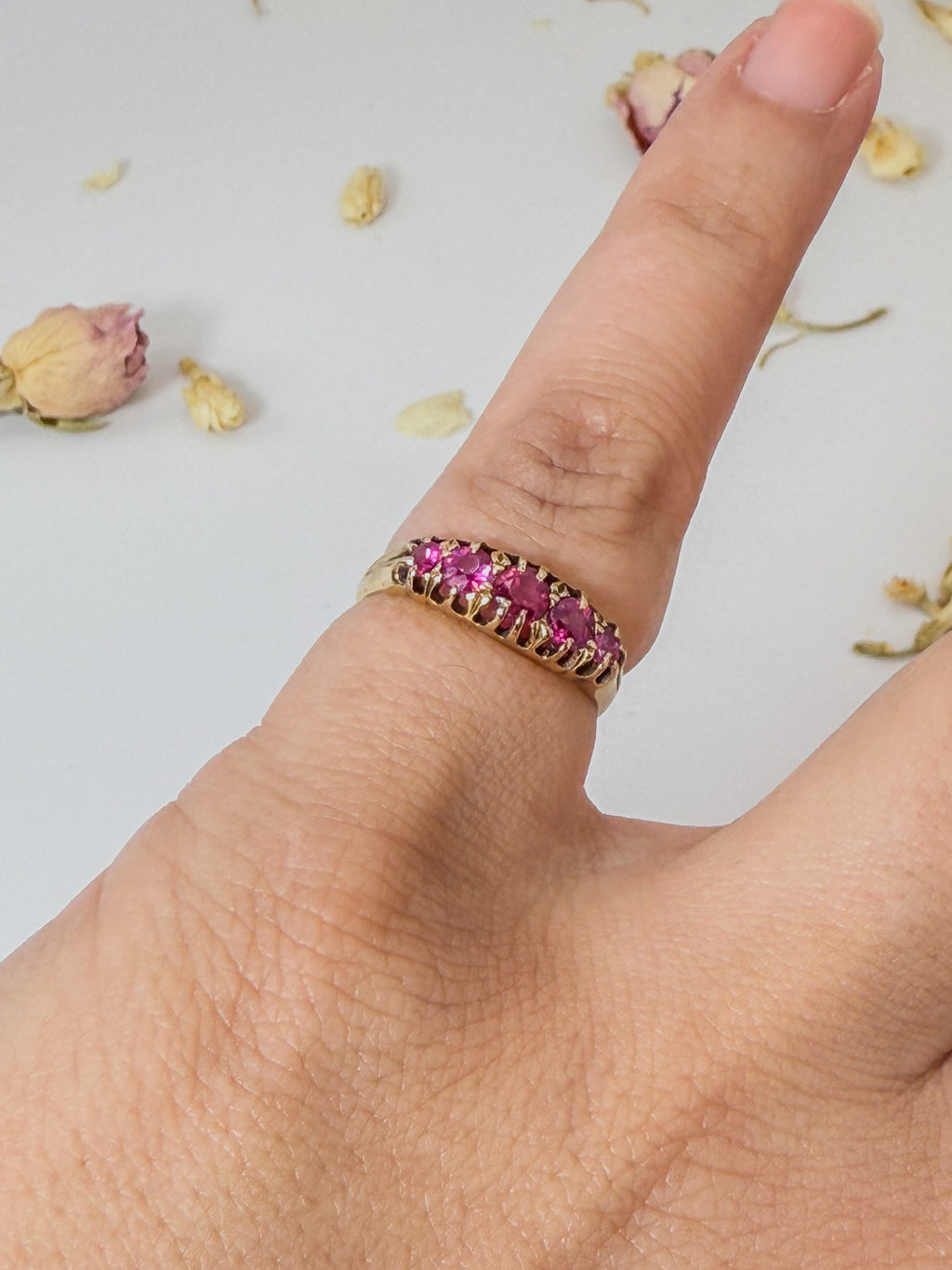 18ct Antique Ruby Five Stone Ring