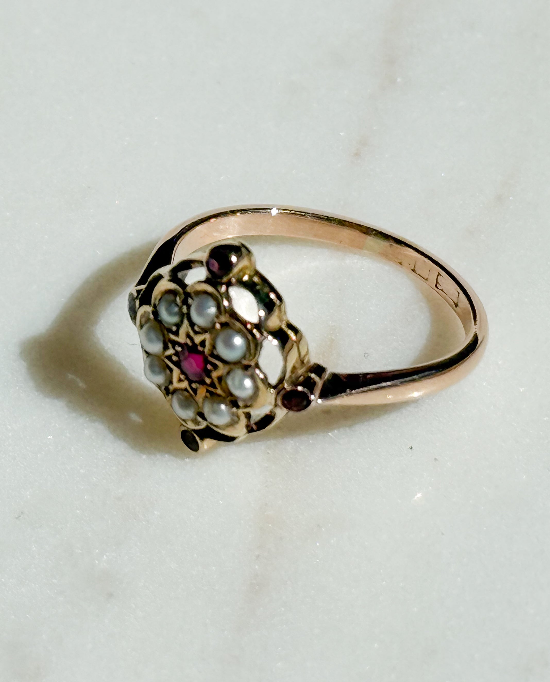 Ruby and Pearl Art Deco Ring