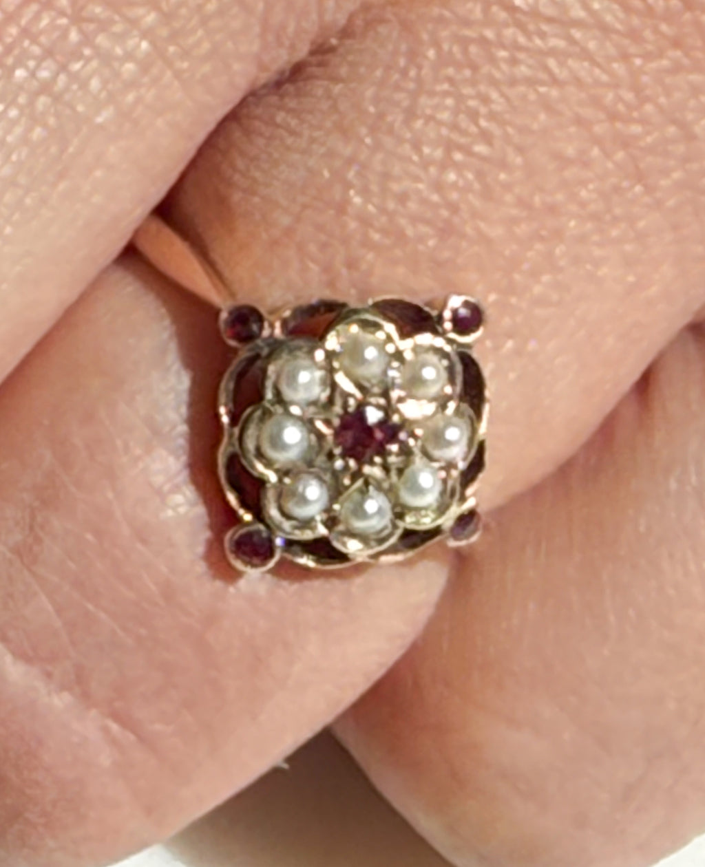Ruby and Pearl Art Deco Ring