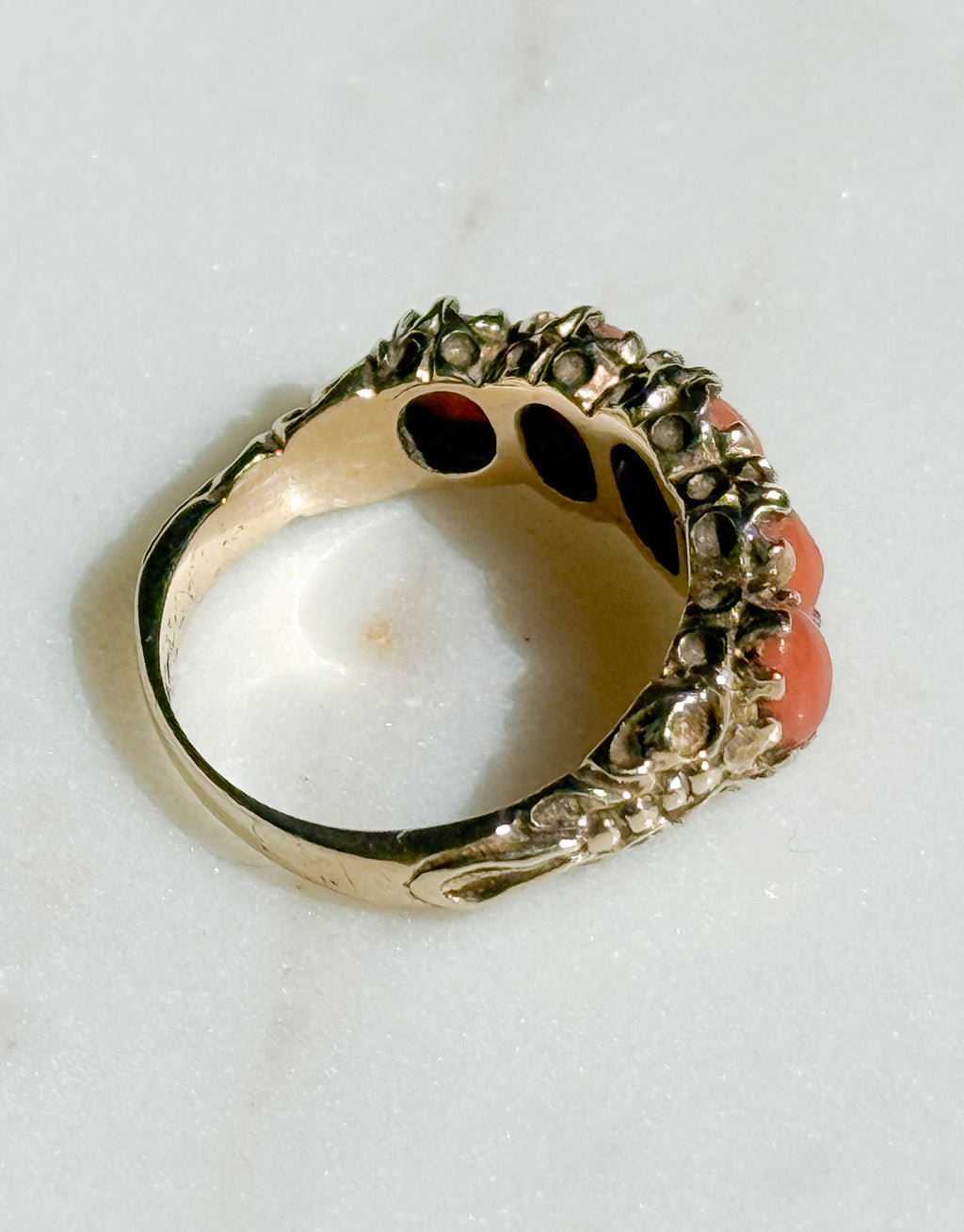 Gorgeous Coral Five Stone Ring