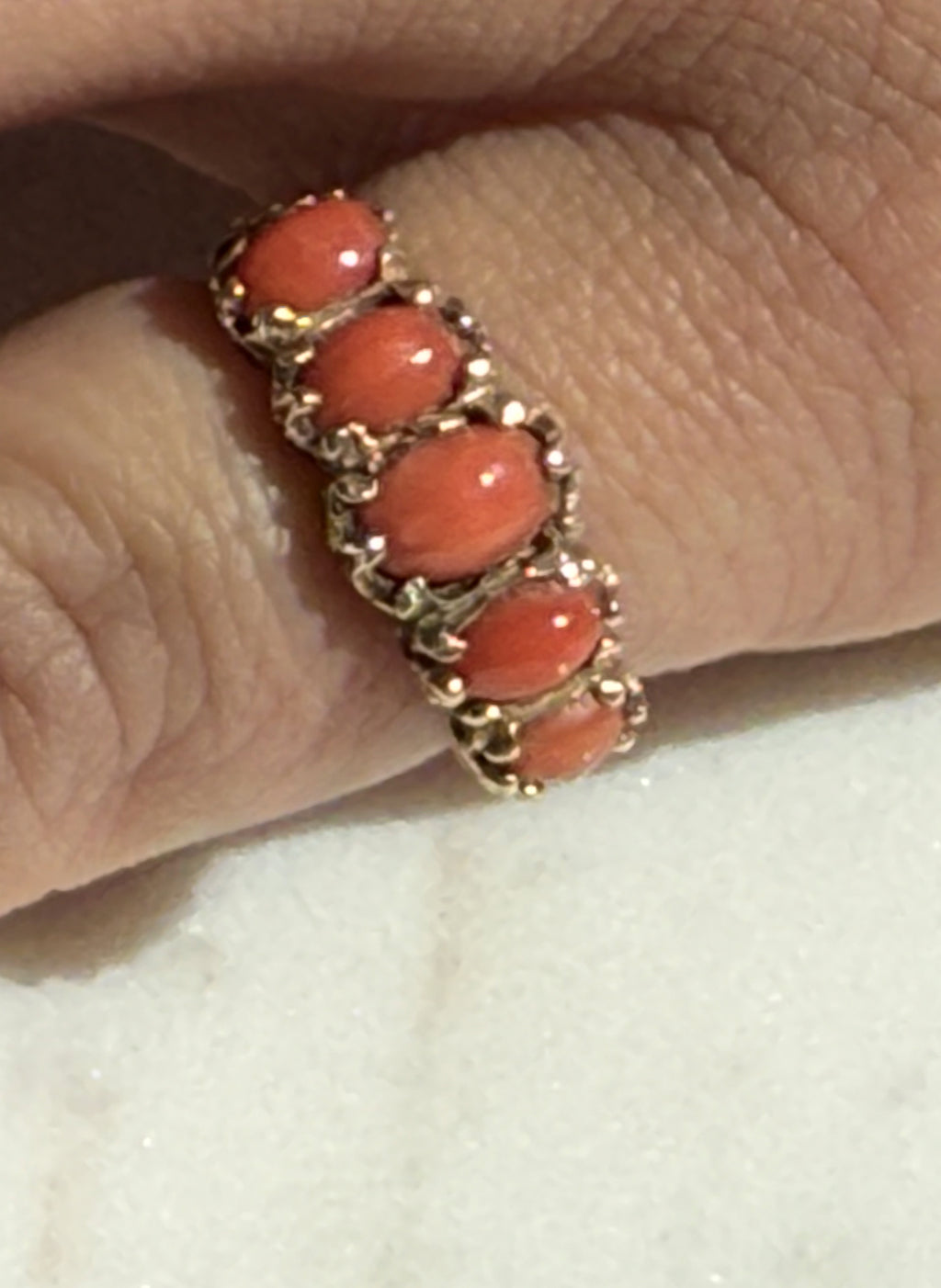 Gorgeous Coral Five Stone Ring
