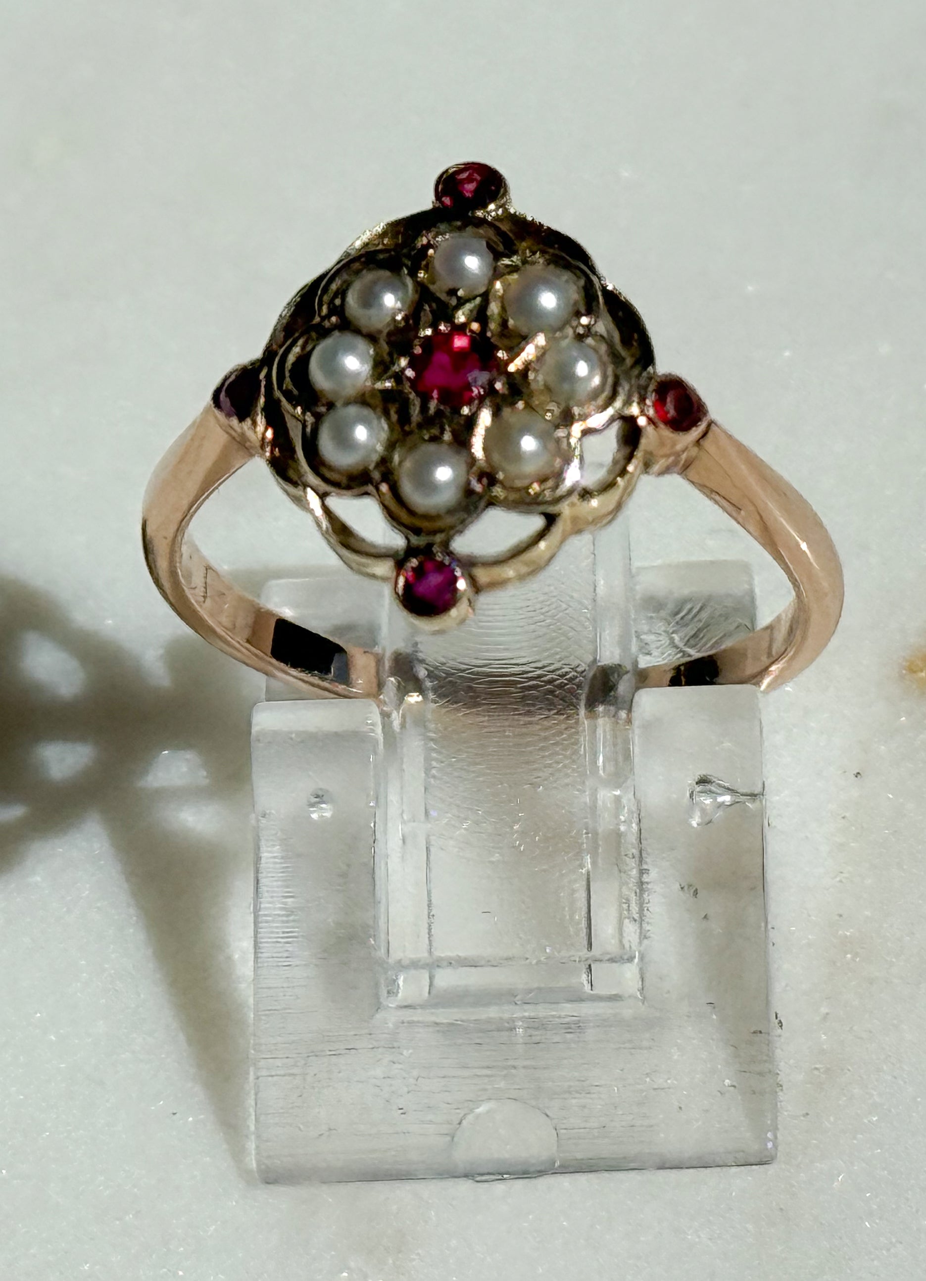 Ruby and Pearl Art Deco Ring