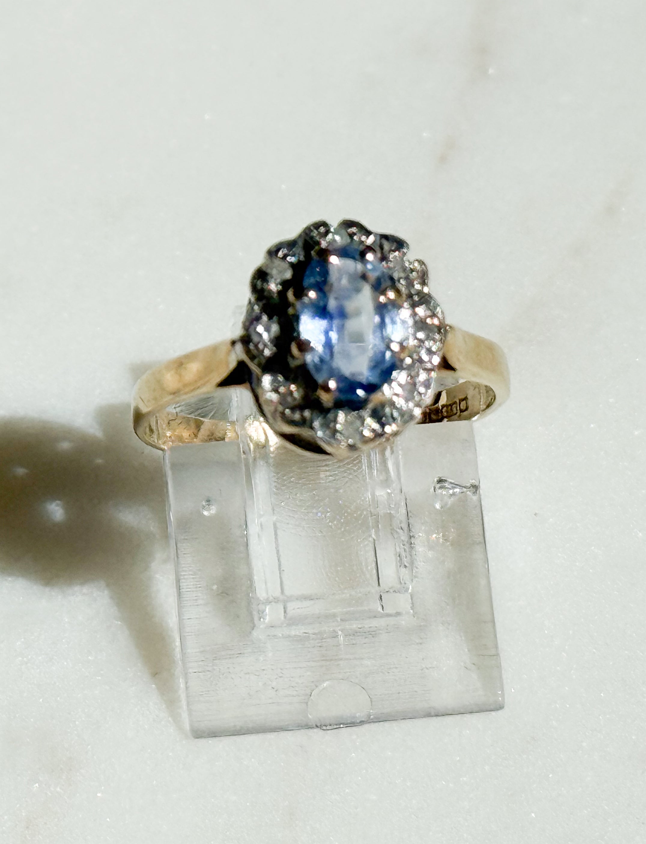 Pale Blue Sapphire and Diamond Ring