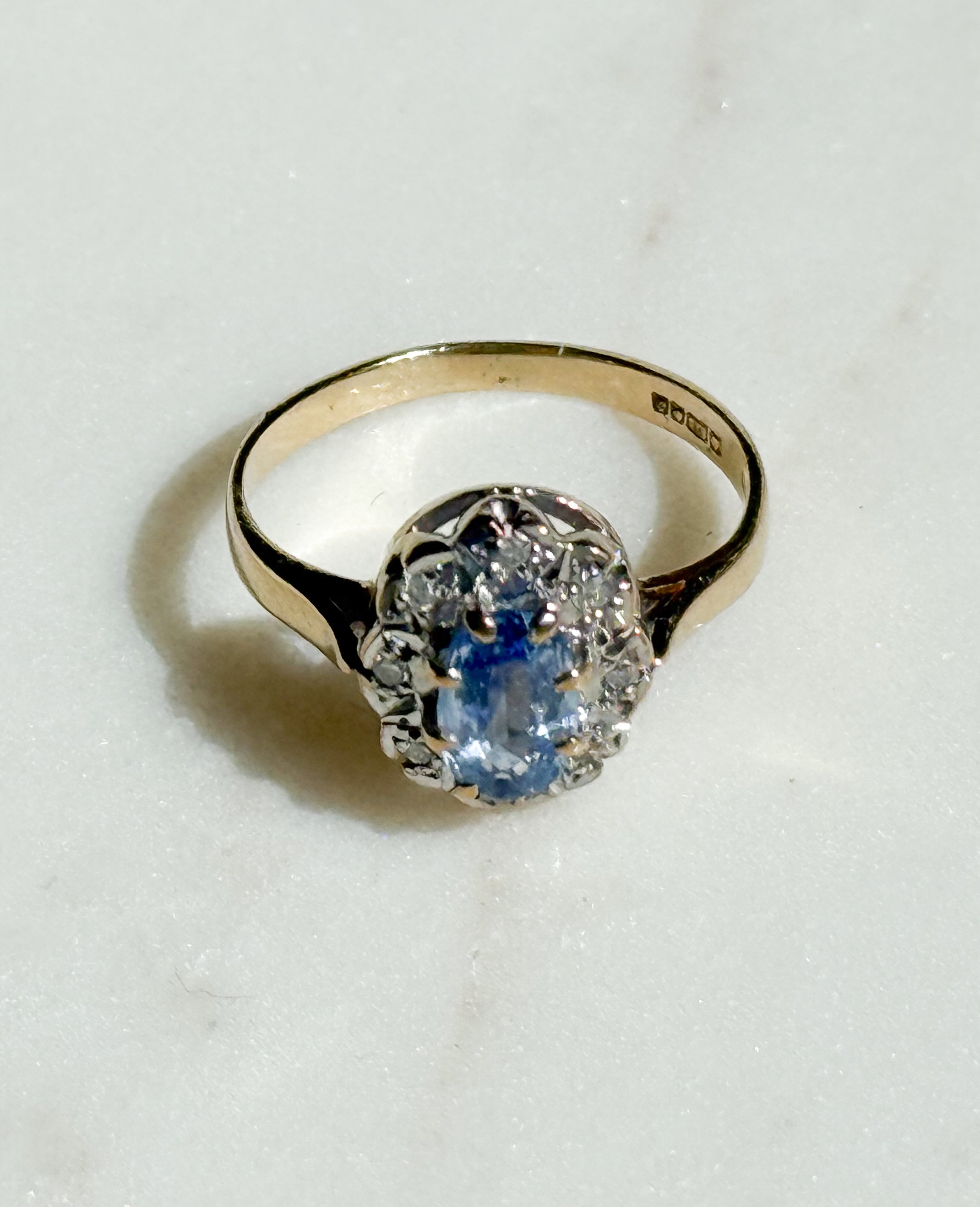 Pale Blue Sapphire and Diamond Ring